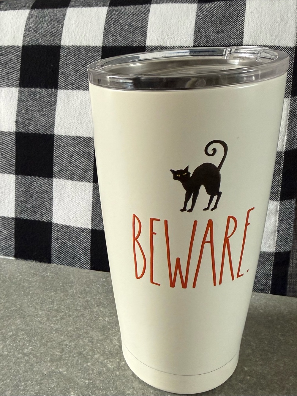BEWARE Cream Cat Insulated Tumbler - Rae Dunn